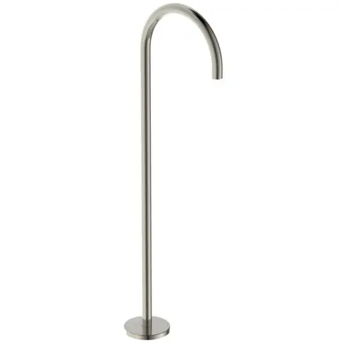 Freistehender, metallischer Wasserhahn von Ideal Standard mit geschwungener Form und runder Basis. Geeignet für den Einbau in Badezimmern oder Wellnessbereichen.